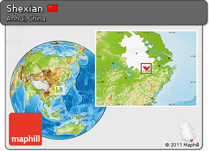 Physical Location Map of Shexian, highlighted parent region