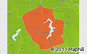 Political 3D Map of Shouxian, physical outside