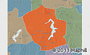 Political 3D Map of Shouxian, semi-desaturated