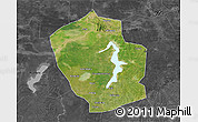 Satellite 3D Map of Shouxian, darken, desaturated