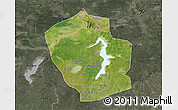 Satellite 3D Map of Shouxian, darken, semi-desaturated