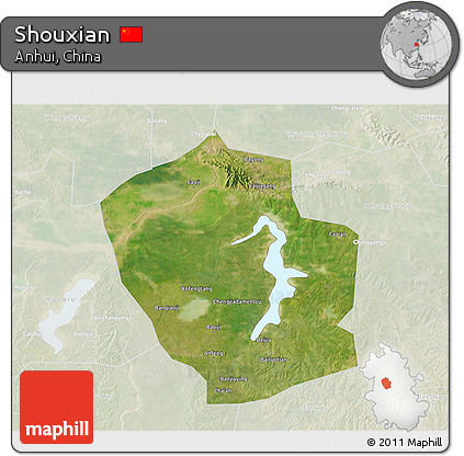 Satellite 3D Map of Shouxian, lighten