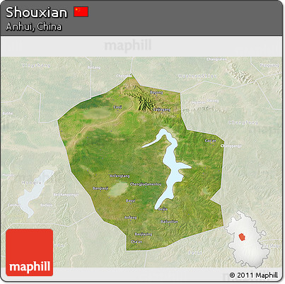 Satellite 3D Map of Shouxian, lighten
