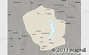 Shaded Relief 3D Map of Shouxian, darken, semi-desaturated