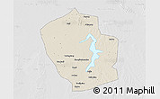 Shaded Relief 3D Map of Shouxian, lighten, desaturated