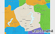 Shaded Relief 3D Map of Shouxian, political outside