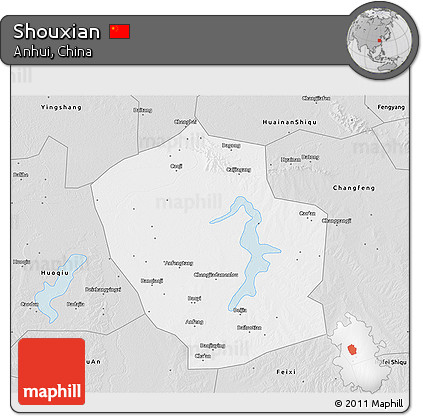 Silver Style 3D Map of Shouxian
