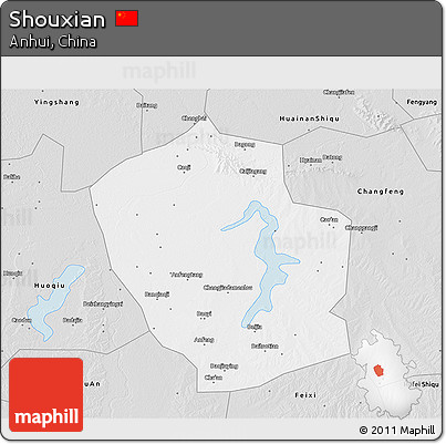 Silver Style 3D Map of Shouxian