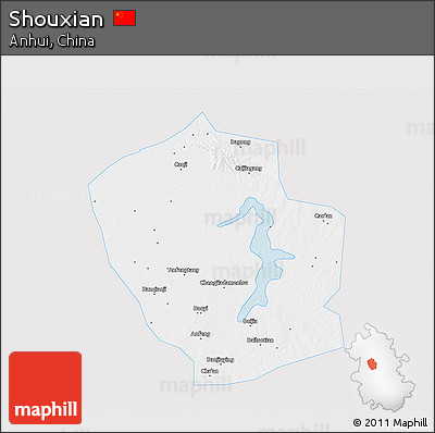 Silver Style 3D Map of Shouxian, single color outside