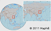 Gray Location Map of Shouxian, within the entire country, hill shading
