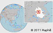 Gray Location Map of Shouxian, highlighted parent region, hill shading