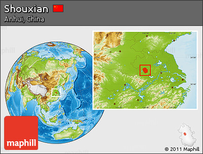 Physical Location Map of Shouxian