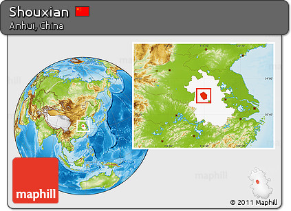 Physical Location Map of Shouxian, highlighted parent region