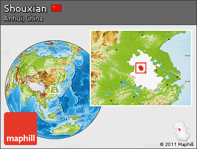 Physical Location Map of Shouxian, highlighted parent region