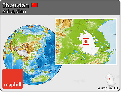 Physical Location Map of Shouxian, highlighted parent region