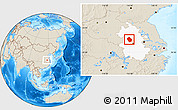 Shaded Relief Location Map of Shouxian, highlighted parent region