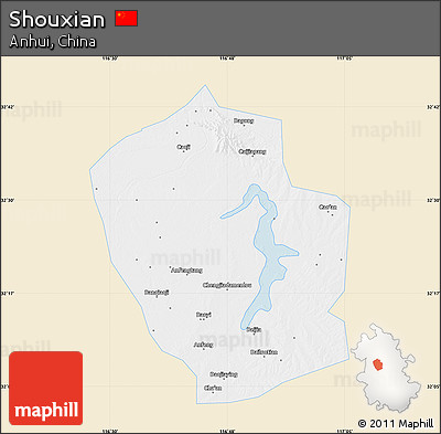 Classic Style Map of Shouxian, single color outside