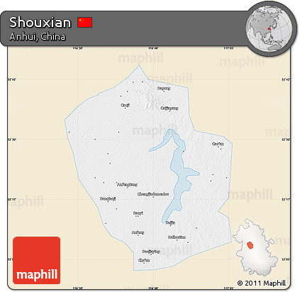 Classic Style Map of Shouxian, single color outside