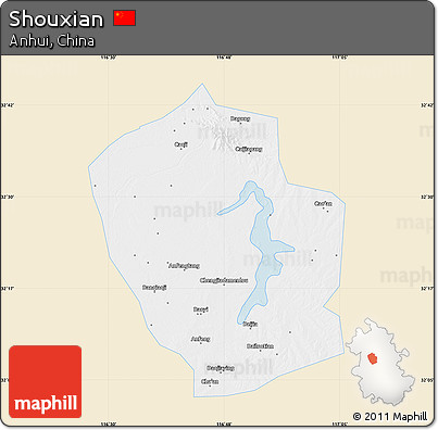 Classic Style Map of Shouxian, single color outside