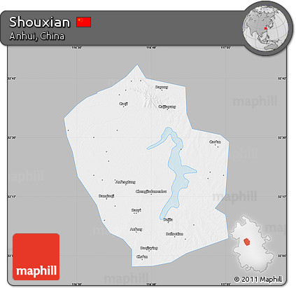 Gray Map of Shouxian, single color outside