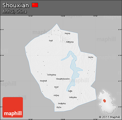 Gray Map of Shouxian, single color outside