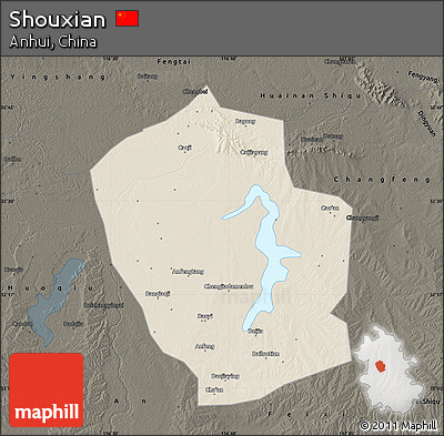 Shaded Relief Map of Shouxian, darken