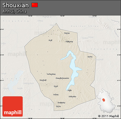 Shaded Relief Map of Shouxian, lighten