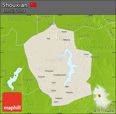 Shaded Relief Map of Shouxian, physical outside