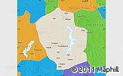 Shaded Relief Map of Shouxian, political outside