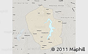 Shaded Relief Map of Shouxian, semi-desaturated