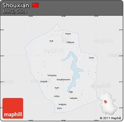 Silver Style Map of Shouxian, single color outside