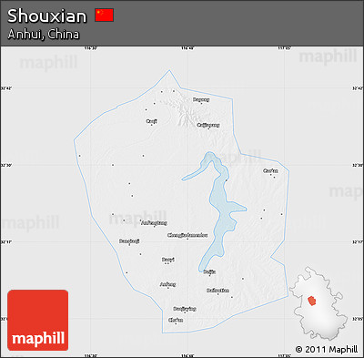 Silver Style Map of Shouxian, single color outside