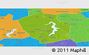 Physical Panoramic Map of Shouxian, political outside