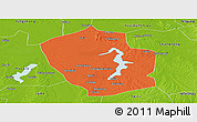 Political Panoramic Map of Shouxian, physical outside