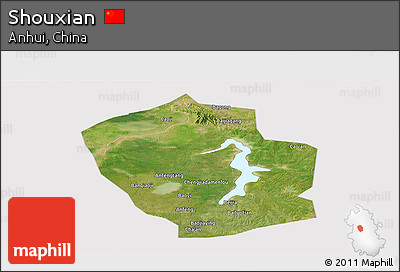 Satellite Panoramic Map of Shouxian, cropped outside
