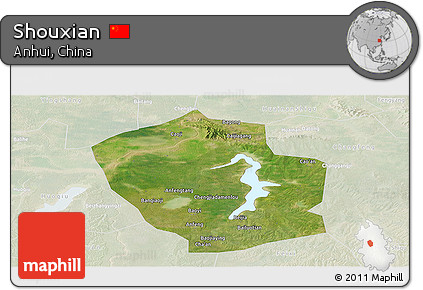 Satellite Panoramic Map of Shouxian, lighten