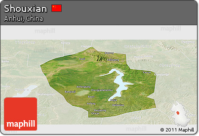 Satellite Panoramic Map of Shouxian, lighten