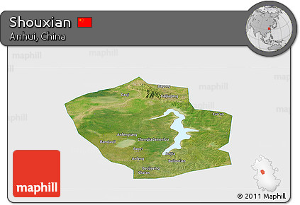 Satellite Panoramic Map of Shouxian, single color outside