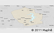 Shaded Relief Panoramic Map of Shouxian, desaturated