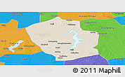 Shaded Relief Panoramic Map of Shouxian, political outside