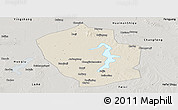 Shaded Relief Panoramic Map of Shouxian, semi-desaturated