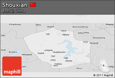 Silver Style Panoramic Map of Shouxian