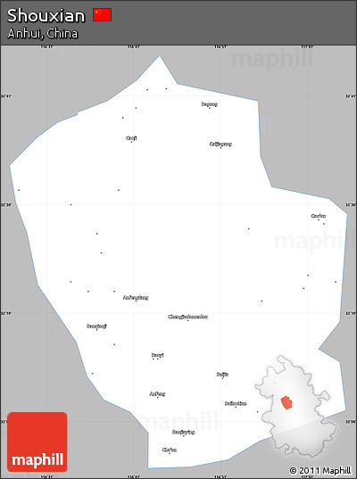 Gray Simple Map of Shouxian, single color outside