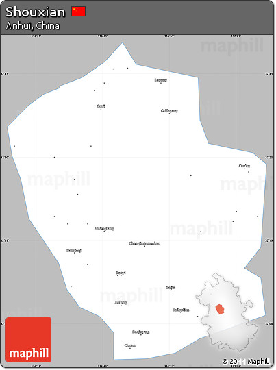 Gray Simple Map of Shouxian, single color outside