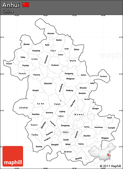 Blank Simple Map of Anhui, cropped outside
