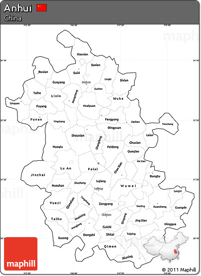 Blank Simple Map of Anhui, cropped outside