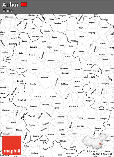 Blank Simple Map of Anhui