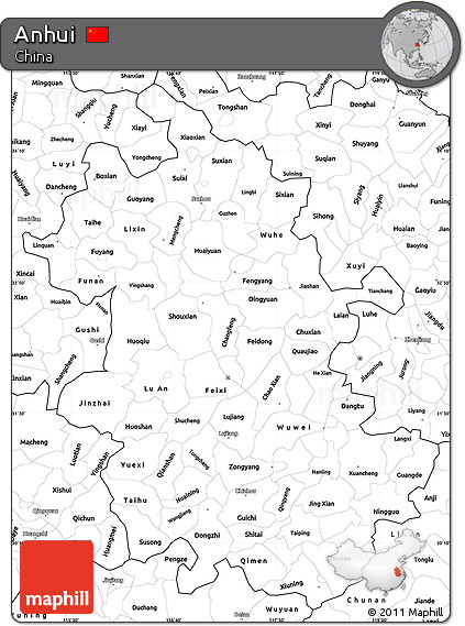 Blank Simple Map of Anhui
