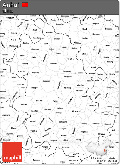 Blank Simple Map of Anhui