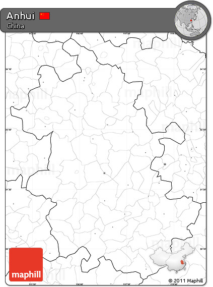 Blank Simple Map of Anhui, no labels